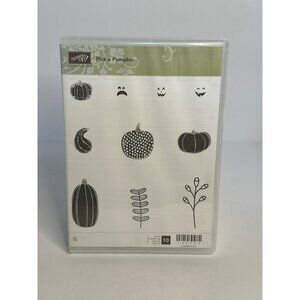 Pre-Used Stampin’ Up! Sale-A-Bration “Pick a Pumpkin” Set of 10 Cling Stamp Set